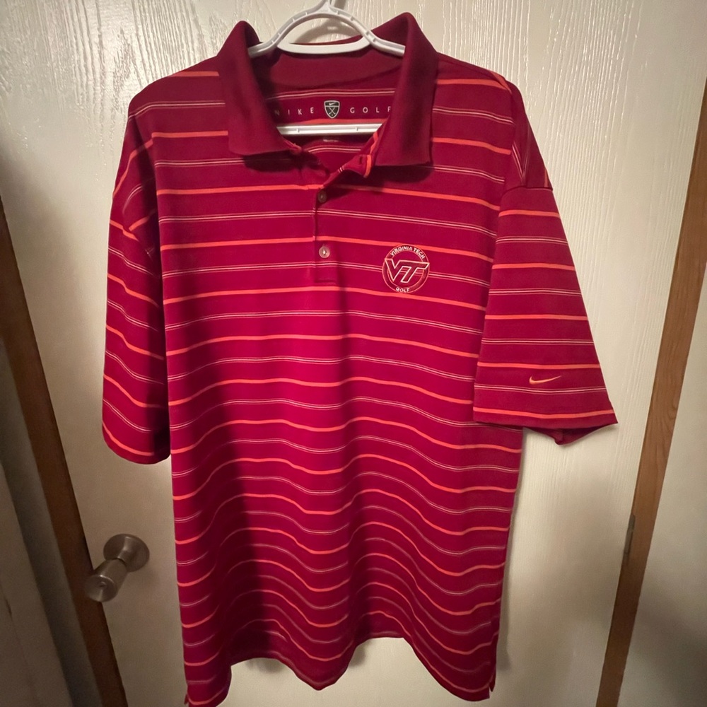 Nike Golf Virginia Tech Golf Men’s Striped Polo SZ XL Stylish Hokies Basketball